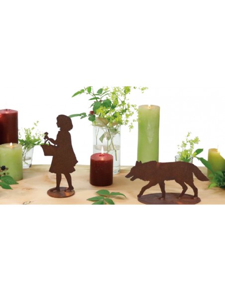 Gartendeko Rost Tischdeko Rotkäppchen auf Platte - 22 cm hoch - klein 
Höhe 22 cm
