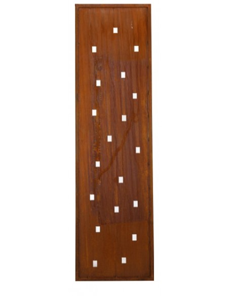 Gartendeko Rost Edelrost Sichschutzwand mit eckigen Öffnungen für Töpfe - Höhe 200 cm, Breite 60 cm 
Höhe 200 cm
Breite 60 cm
