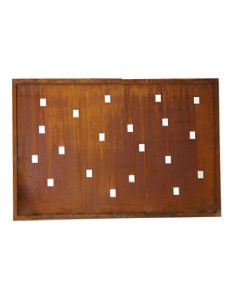 Gartendeko Rost Edelrost Sichtschutz mit eckigen Öffnungen für Töpfe - Höhe 80cm, Breite 120 cm 

Höhe 80 cm
Breite 120 cm