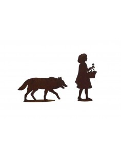 Rotkäppchen und der böse Wolf - Gartendeko Rotkäppchen Kinderfigur - 40 cm hoch - mittel Das Rotkäppchen vom Metallmichl bringt  2