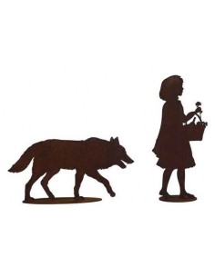 Gartendeko Rost Böser Wolf Figur - 41cm breit - mittel Das Rotkäppchen war nur auf dem Weg zu seiner Großmutter als dann der bös 2
