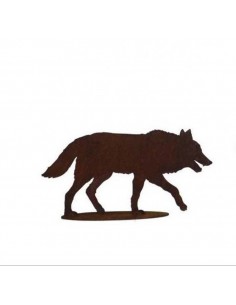 Gartendeko Rost Tischdeko Böser Wolf auf Platte - 21 cm breit - klein Der böse und hinterlistige Wolf in der kleinsten Ausführun