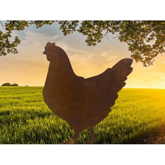 Hühner, Gockel und Küken Stehendes Huhn auf kurzem Stab Höhe 39 cm