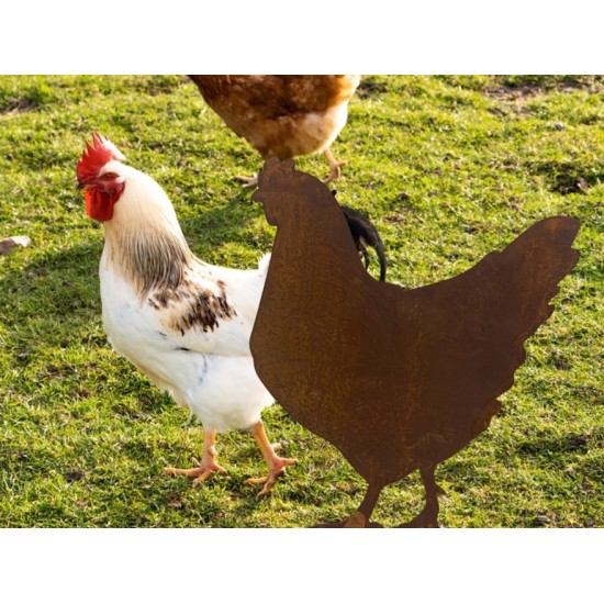Hühner, Gockel und Küken Stehendes Huhn auf kurzem Stab Höhe 39 cm