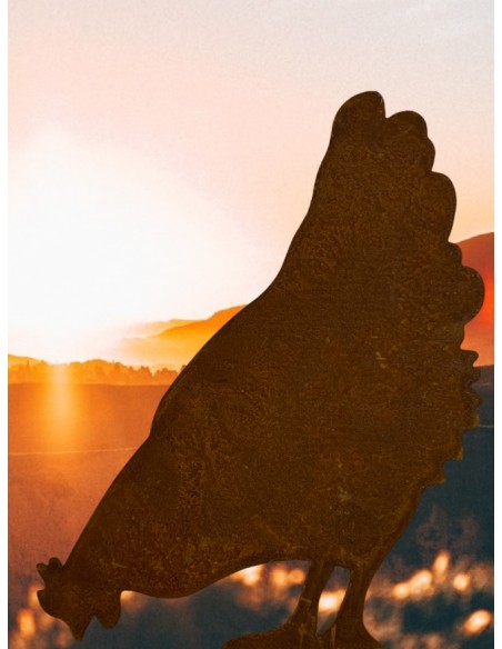 Gartendeko Rost Deko Huhn - pickend - 39 cm hoch mit Standplatte Huhn pickend auf einer Standplatte.

Höhe 39 cm
Breite 35 cm