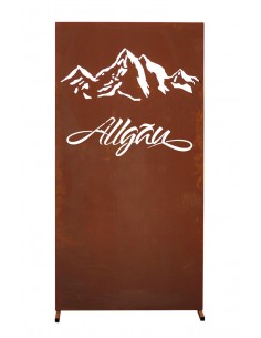 Sichtschutzzaun Metall - Allgäu Berge - Höhe 180 cm -Trennwand für den Garten