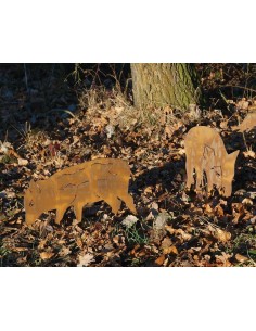Wildschwein, Fasan und Auerhahn Frischlinge als Gartenstecker - 2er Set - Höhe 30 cm + Stab 
Frischlinge zum Stecken
2 verschi