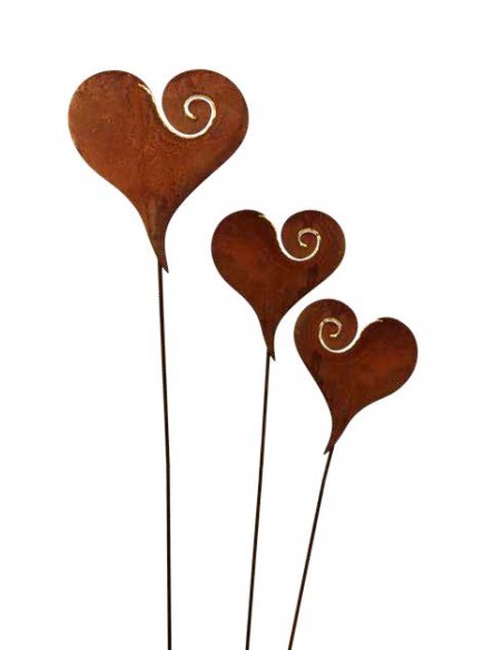 Gartenstecker Herz großer Gartenstecker Herz mit Curl und Golddekor - Ø 30cm großes Herz aus Metall als Gartenstecker mit geschw