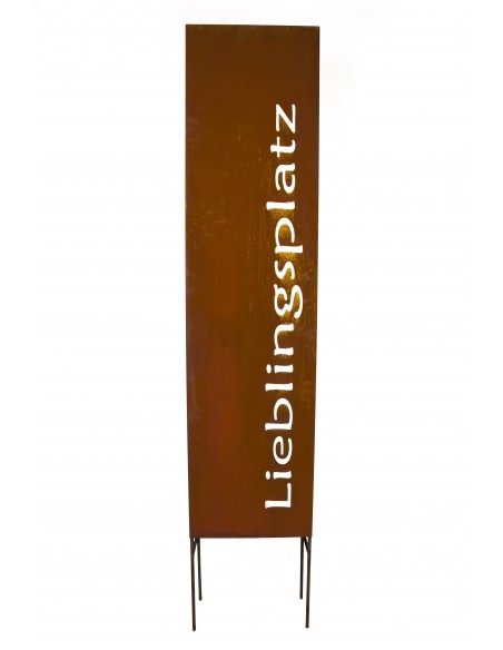 Lieblingsplatz Schilder und Schriftzug kleine Sichtschutzwand - Lieblingsplatz - zum Stecken 140 cm hoch Schmale Sichtschutzwand