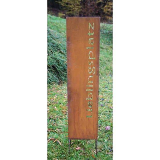 Lieblingsplatz Schilder und Schriftzug kleine Sichtschutzwand - Lieblingsplatz - zum Stecken 140 cm hoch Schmale Sichtschutzwand