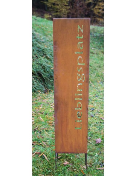 Lieblingsplatz Schilder und Schriftzug kleine Sichtschutzwand - Lieblingsplatz - zum Stecken 140 cm hoch Schmale Sichtschutzwand