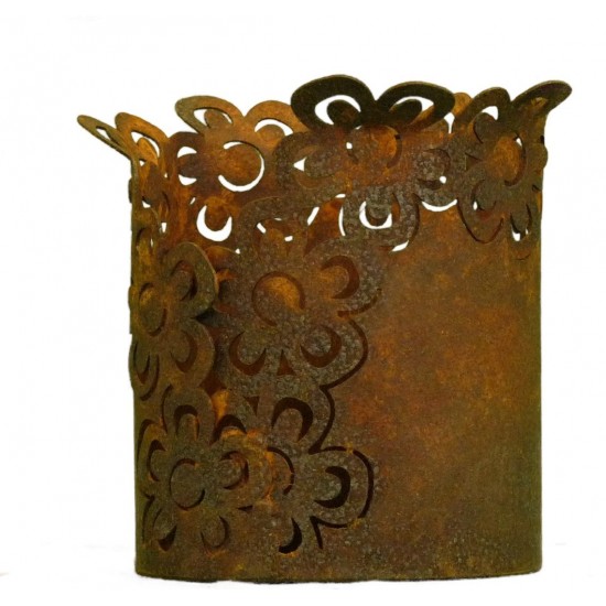 Rostdeko zum Beleuchten kleines Rost Tischwindlicht Motiv Blume 10 cm hoch Höhe 10 cm
Ø 8 cm
