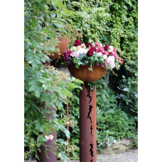Gartendeko Rost Runde Rost Säule Ferraio Höhe 125cm, Ø 20 cm inkl. Standfuß - klein Unseren Riss-Säulen und Taormina-Säulen ziem