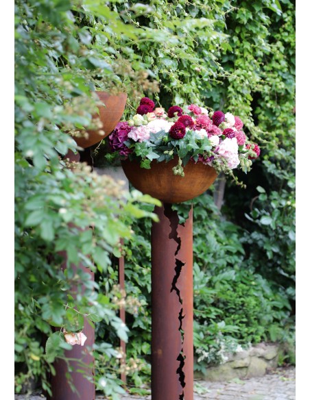 Gartendeko Rost Runde Rost Säule Ferraio Höhe 125cm, Ø 20 cm inkl. Standfuß - klein Unseren Riss-Säulen und Taormina-Säulen ziem