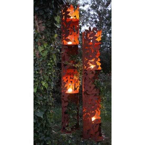 Skulpturen - Rostsäulen und Stelen Windlichtsäule Garten XXL - Komorebi - mit 5 Zwischenböden - Höhe 183 cm 
Höhe 183 cm
mit 5