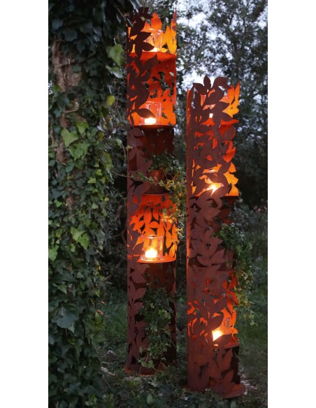Skulpturen - Rostsäulen und Stelen Windlichtsäule Garten XXL - Komorebi - mit 5 Zwischenböden - Höhe 183 cm 
Höhe 183 cm
mit 5