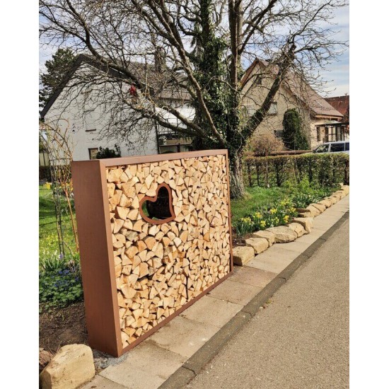 Kaminholzregale und Herzen Metall Kaminholzregal Herz liegend - klein - 50 cm Breit 
Liegendes Herz Metall für Holz z.B. Birken