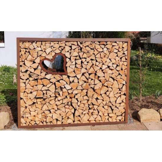 Kaminholzregale und Herzen Metall Kaminholzregal Herz liegend - klein - 50 cm Breit 
Liegendes Herz Metall für Holz z.B. Birken