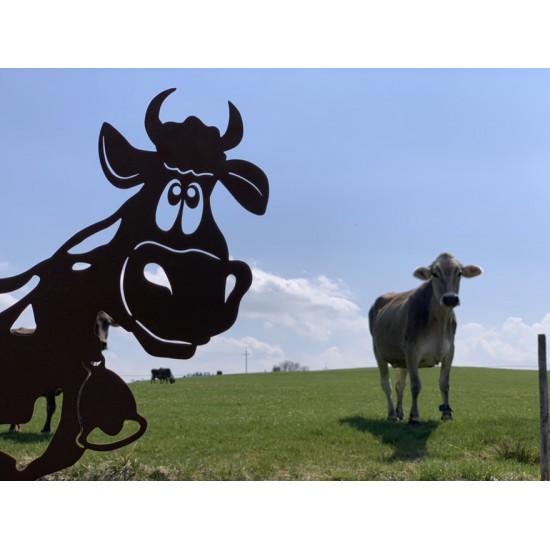 Allgäu Deko Lustige Deko Kuh - Lisl- 60 cm groß - Tierfigur Edelrost Deko Kuh Liselotte auf Platte
Die Kuh Liesl ist ein echtes