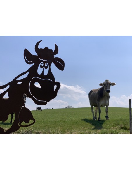 Allgäu Deko Lustige Deko Kuh - Lisl- 60 cm groß - Tierfigur Edelrost Deko Kuh Liselotte auf Platte
Die Kuh Liesl ist ein echtes