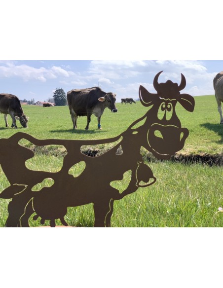 Allgäu Deko Lustige Deko Kuh - Lisl- 60 cm groß - Tierfigur Edelrost Deko Kuh Liselotte auf Platte
Die Kuh Liesl ist ein echtes