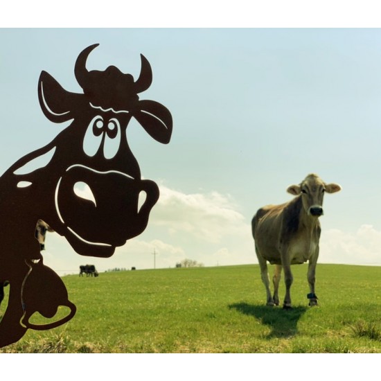 Allgäu Deko Lustige Deko Kuh - Lisl - 71 cm lang auf Platte - groß Edelrost Kuh Liselotte auf Platte
Unsere Liselotte ist die f