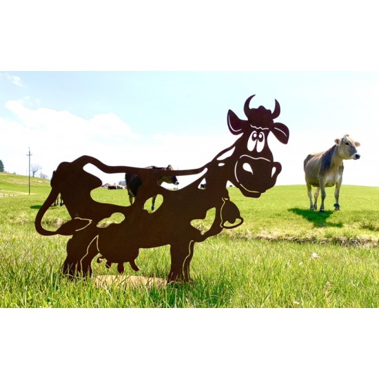 Kühe und Kälber Lustige Deko Kuh - Lisl- 60 cm lang - klein - Tierfigur für den Garten Edelrost Deko Kuh Lisl (Liselotte) auf Pl