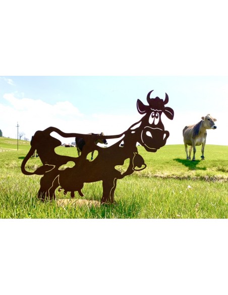 Kühe und Kälber Lustige Deko Kuh - Lisl- 60 cm lang - klein - Tierfigur für den Garten Edelrost Deko Kuh Lisl (Liselotte) auf Pl