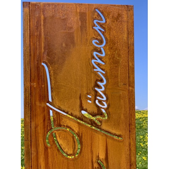 Skulpturen - Rostsäulen und Stelen Schmale Sichtschutzwand Garten - Ein Ort zum Träumen - Höhe 200 cm Wenn du im Garten bist! Is