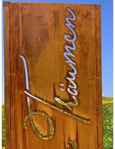 Skulpturen - Rostsäulen und Stelen Schmale Sichtschutzwand Garten - Ein Ort zum Träumen - Höhe 200 cm Wenn du im Garten bist! Is