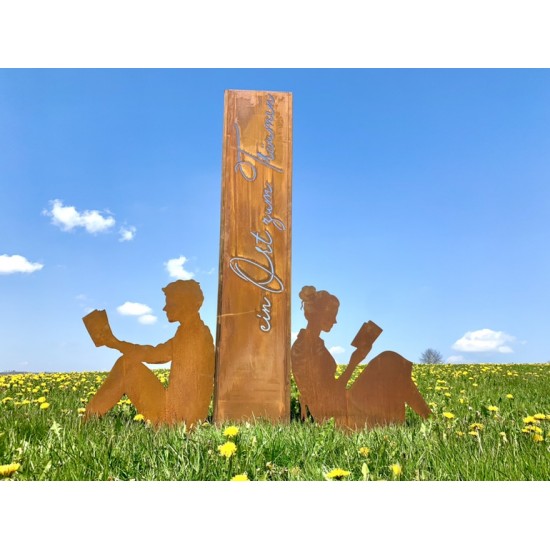 Skulpturen - Rostsäulen und Stelen Schmale Sichtschutzwand Garten - Ein Ort zum Träumen - Höhe 200 cm Wenn du im Garten bist! Is