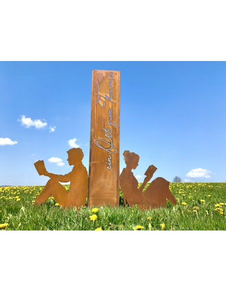 Skulpturen - Rostsäulen und Stelen Schmale Sichtschutzwand Garten - Ein Ort zum Träumen - Höhe 200 cm Wenn du im Garten bist! Is