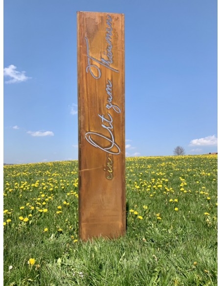 Skulpturen - Rostsäulen und Stelen Schmale Sichtschutzwand Garten - Ein Ort zum Träumen - Höhe 200 cm Wenn du im Garten bist! Is