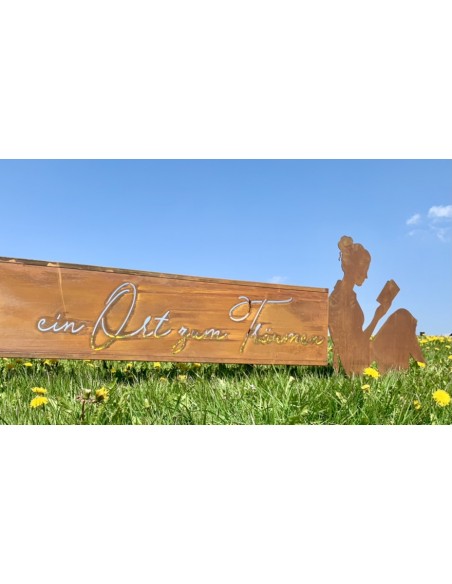 Skulpturen - Rostsäulen und Stelen Schmale Sichtschutzwand Garten - Ein Ort zum Träumen - Höhe 200 cm Wenn du im Garten bist! Is