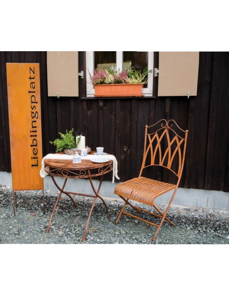 Gartendeko Rost Metall Tisch rund Ø 71 cm - Gartentisch aus Eisen 
Ø 71 cm
Höhe 78 cm
