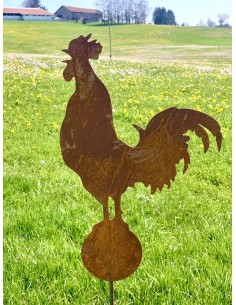 Hühner, Gockel und Küken Gartenstecker krähender Hahn auf Kugel - Gesamthöhe 160 cm Dieser Hahn steht krähend auf einer Kugel un 2