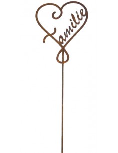 Gartendeko Rost Herz Familie Stecker Höhe 53 cm 
Höhe 13 cm
Breite 15 cm
+ Stab 40 cm
