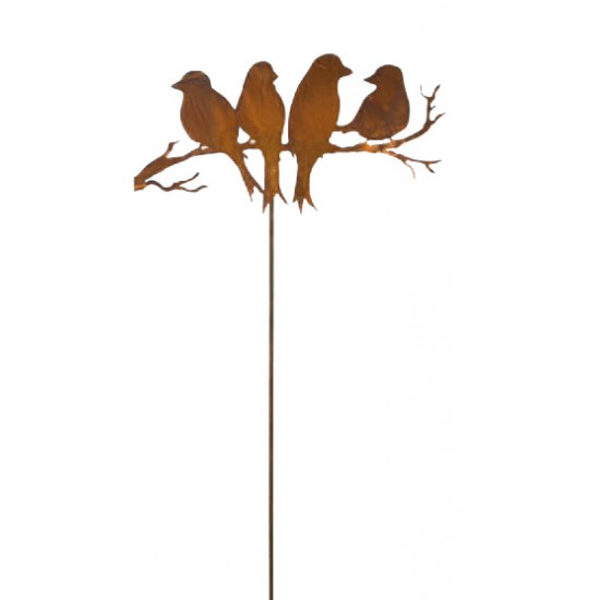 Gartendeko Rost Stecker Vogelvamilie Höhe 150 cm 
Höhe 50 cm
Breite 23 cm
Stabhöhe 150 cm
