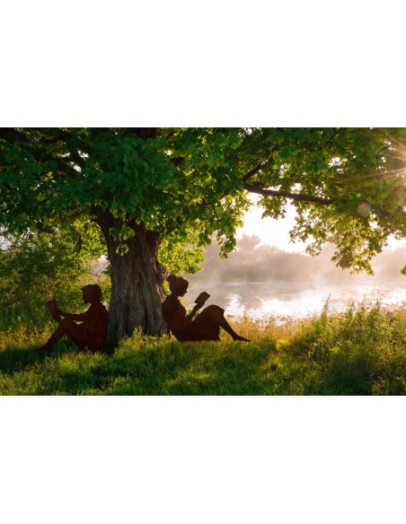 Menschen und Silhouetten Dekofigur lesende Frau mit Buch - Höhe 80 cm - groß 
Höhe 80 cm
Länge 93 cm
aus 3 mm Stahl
mit eine