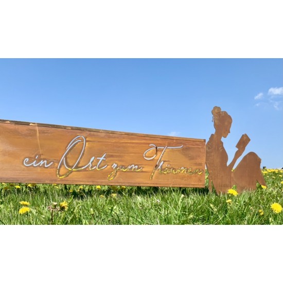 Menschen und Silhouetten Dekofigur lesende Frau mit Buch - Höhe 80 cm - groß 
Höhe 80 cm
Länge 93 cm
aus 3 mm Stahl
mit eine