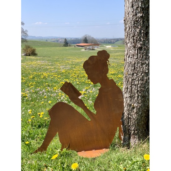 Menschen und Silhouetten Dekofigur lesende Frau mit Buch - Höhe 80 cm - groß 
Höhe 80 cm
Länge 93 cm
aus 3 mm Stahl
mit eine