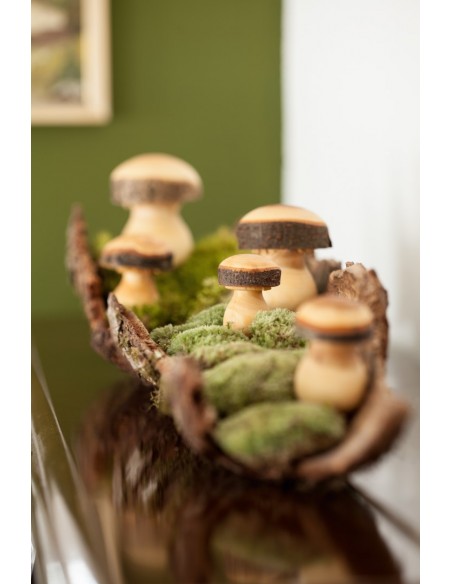 Pilz Deko Drechselpilz - Holzpilz gedrechselt - Höhe: 8 cm -  Gr. 4 Gedrechselter Holz Pilz als perfekte Tischdeko in der Herbst