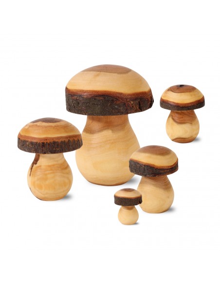 Pilz Deko Drechselpilz - Holzpilz gedrechselt - Höhe: 8 cm -  Gr. 4 Gedrechselter Holz Pilz als perfekte Tischdeko in der Herbst