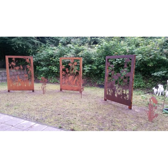 Sichtschutzwände und Paravents Sichtschutzwand Wiesenmotiv C - Abtrennung aus 3 mm Stahl ohne Umrandung 
Höhe 190 cm
Breite 14