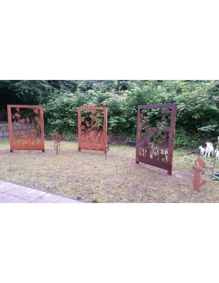 Sichtschutzwände und Paravents Sichtschutzwand Wiesenmotiv C - Abtrennung aus 3 mm Stahl ohne Umrandung 
Höhe 190 cm
Breite 14