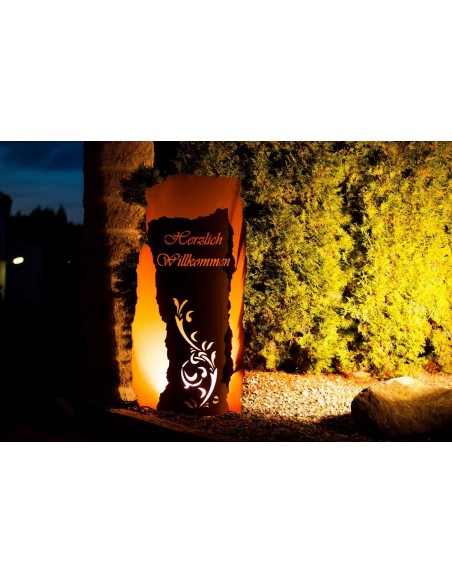 Sonderformen Säulen Säulenbogen Willkommen, 120 cm hoch inkl. Beleuchtung - Rostsäule für den Eingangsbereich 

Höhe 120 cm
T