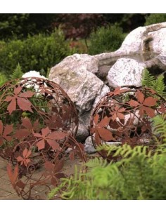 Dekokugel Rostig Motiv Wilder Wein Kugel d 40cm Gartendeko Kugel aus Metall Edelrost 2