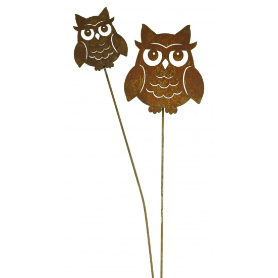 Deko Eulen Edelrost Deko Kauz Gartenstecker - groß - Höhe15 cm - Metall Eule Garten Liebevoller Edelrost Kauz / Eule aus Metall