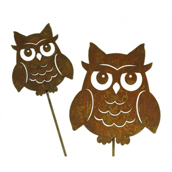 Deko Eulen Edelrost Deko Kauz Gartenstecker - groß - Höhe15 cm - Metall Eule Garten Liebevoller Edelrost Kauz / Eule aus Metall
