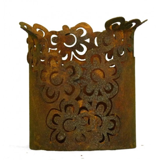 Rostdeko zum Beleuchten kleines Rost Tischwindlicht Motiv Blume 10 cm hoch Höhe 10 cm
Ø 8 cm
